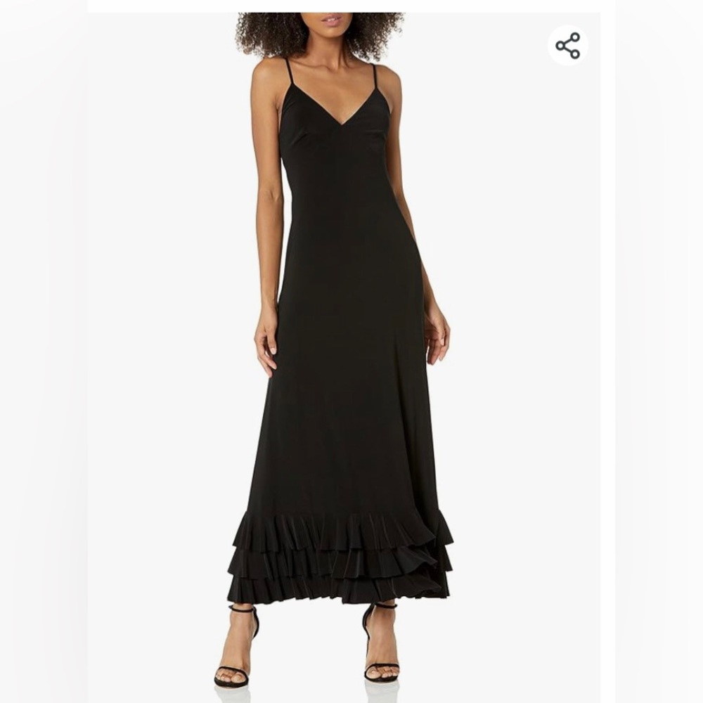 Norma Kamali Black Slip Dress with Ruffle bottom. Size XXS NWT’S